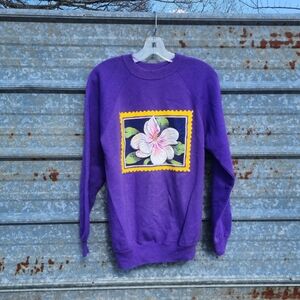 VINTAGE 80's Purple Floral Sweatshirt